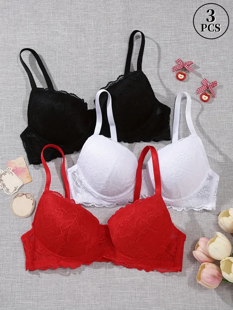 Elegant Floral Lace Non-Wired Full Coverage Bra - Premium Support