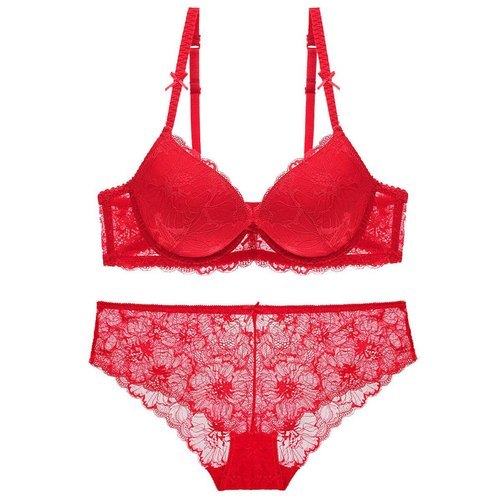 Elegant RED Lace Bra & Panty Set - Premium Comfort & Stylish Look
