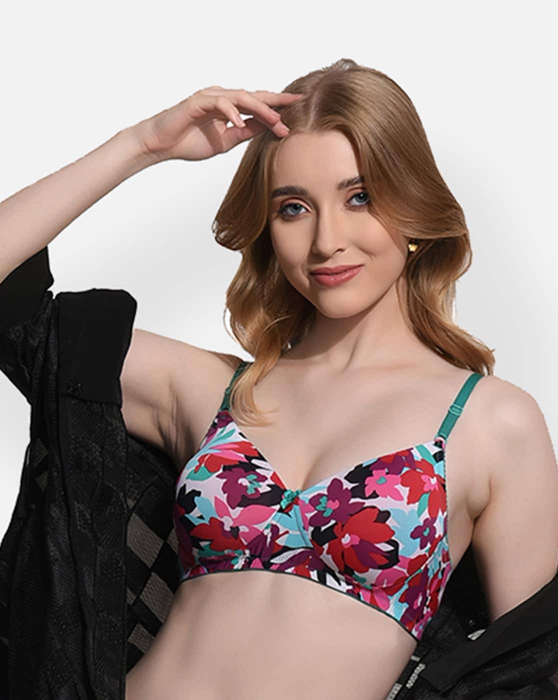 "প্রিমিয়াম নন-প্যাডেড ওয়্যারলেস প্রিন্ট ব্রা — আরামদায়ক ফিটিং ও ন্যাচারাল শেপ"